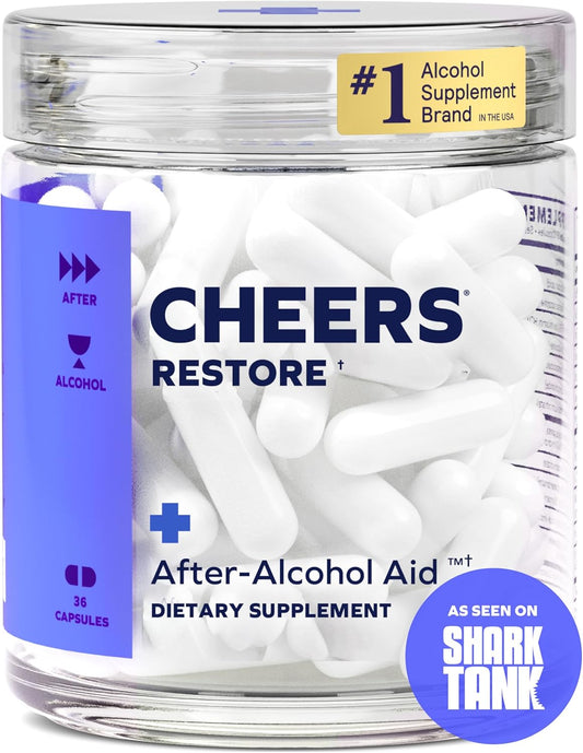 2x1 Cheers Restore| Recupérate Rápido Después de Beber y Cuida tu Hígado | 12 Dosis (36 Cápsulas)